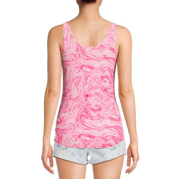 NWT Pink Marble Scoop Neck Tank Top - Women's Juniors Size M (7-9) Shirt - Picture 3 of 3